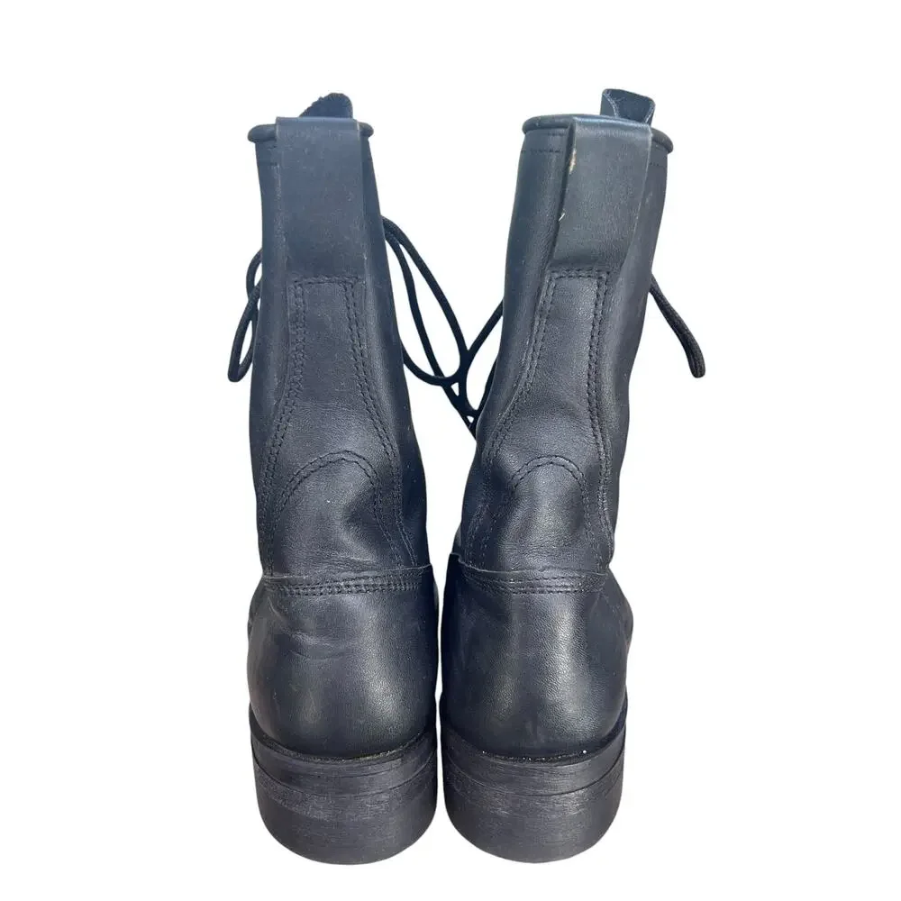 Vintage Biltrite Black Leather Steel Toe Combat Boots Size 8.5 R